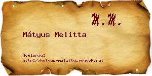 Mátyus Melitta névjegykártya